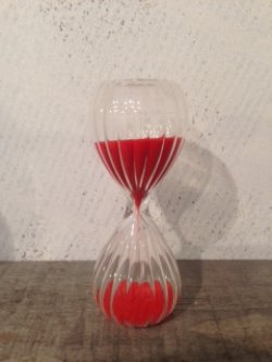 画像1: 自立砂時計（スジガラス）レッド